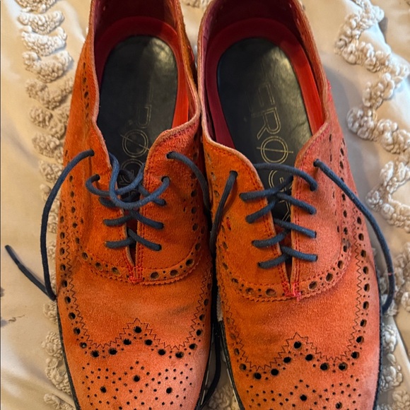 Cole Haan Other - Cole Haan Orange Suede Wingtip Oxfords with Navy Laces EUC